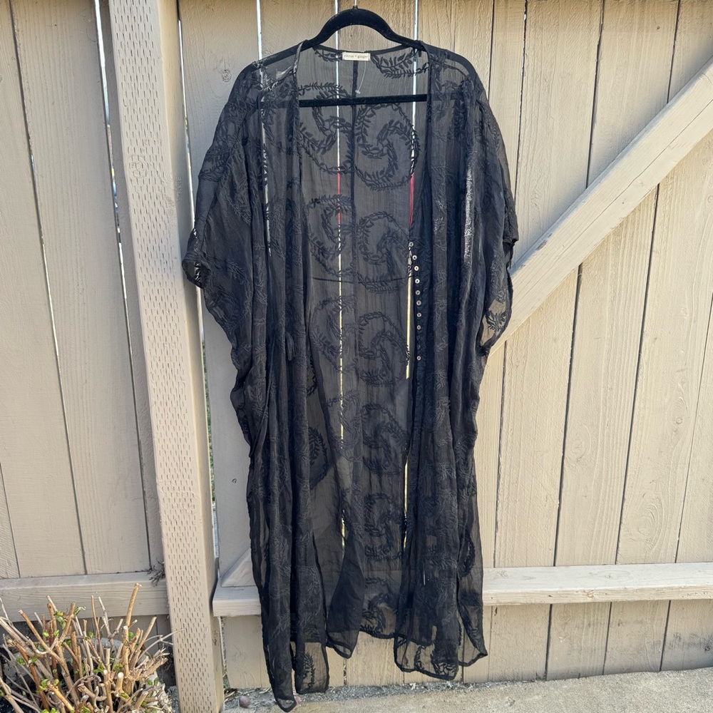 Citrus + Ginger Sheer Black Kimono Shawl